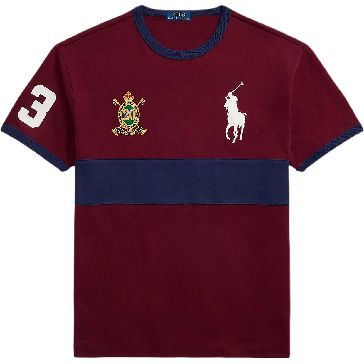 Футболка с цветными блоками patch-details Polo Ralph Lauren, Classic Wine Red/Newport Marine Blue