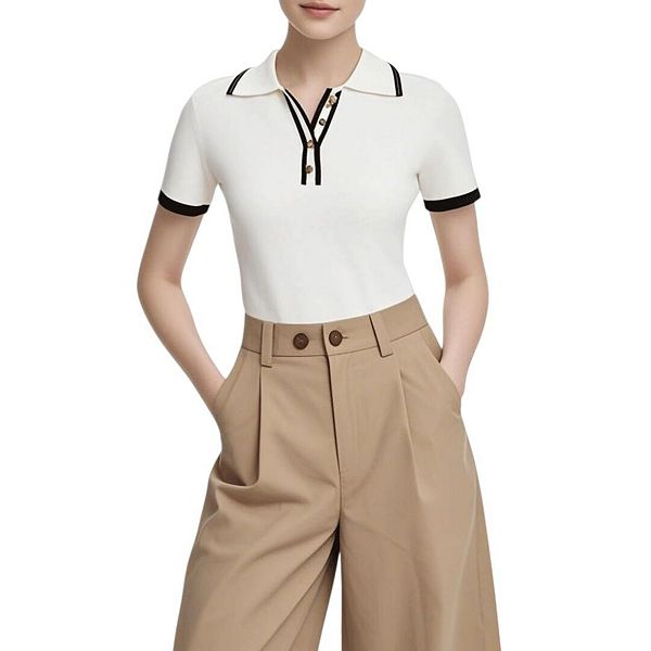 

Женская короткая поло с лацканами в обтягивающем крое и контрастных цветах Yesfashion, White, Белый, Женская короткая поло с лацканами в обтягивающем крое и контрастных цветах Yesfashion, White