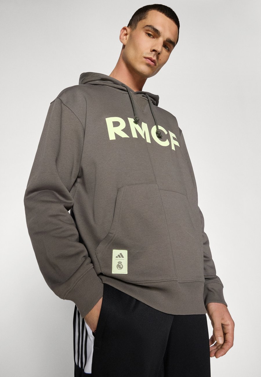 Худи Adidas Performance REAL MADRID SEASONAL HOODIE, Utility Grey/Almost Lime/Grey — фото 4