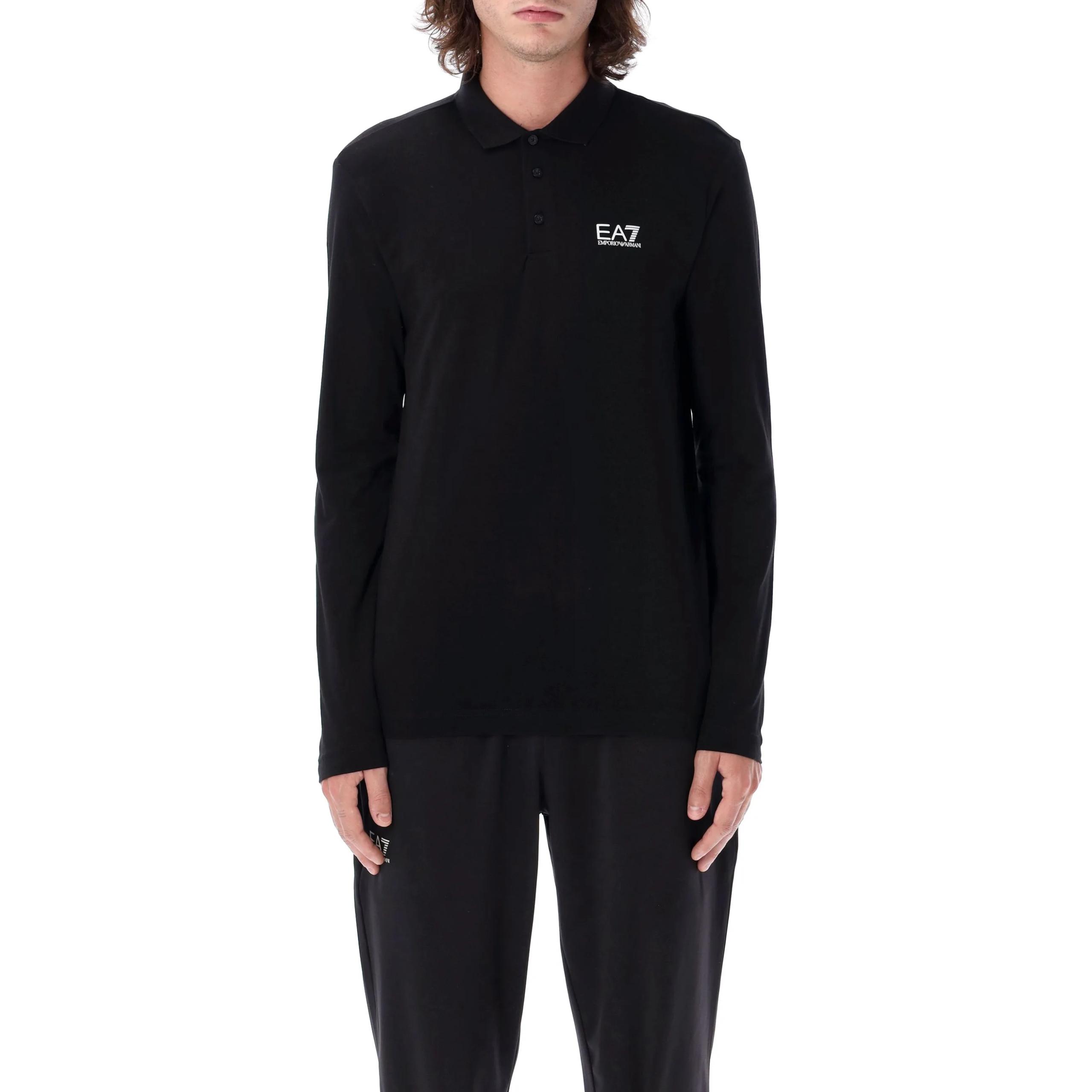 

Футболка поло с длинным рукавом и принтом логотипа Ea7 EMPORIO ARMANI, черный