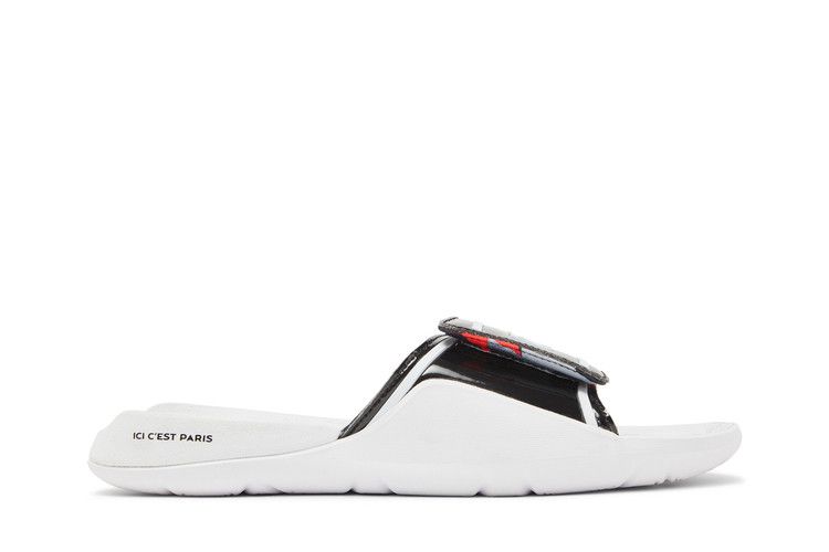 Сандалии Air Jordan Paris Saint-Germain x Jordan Hydro Slide 7 V2 'White Black', белый — фото 2