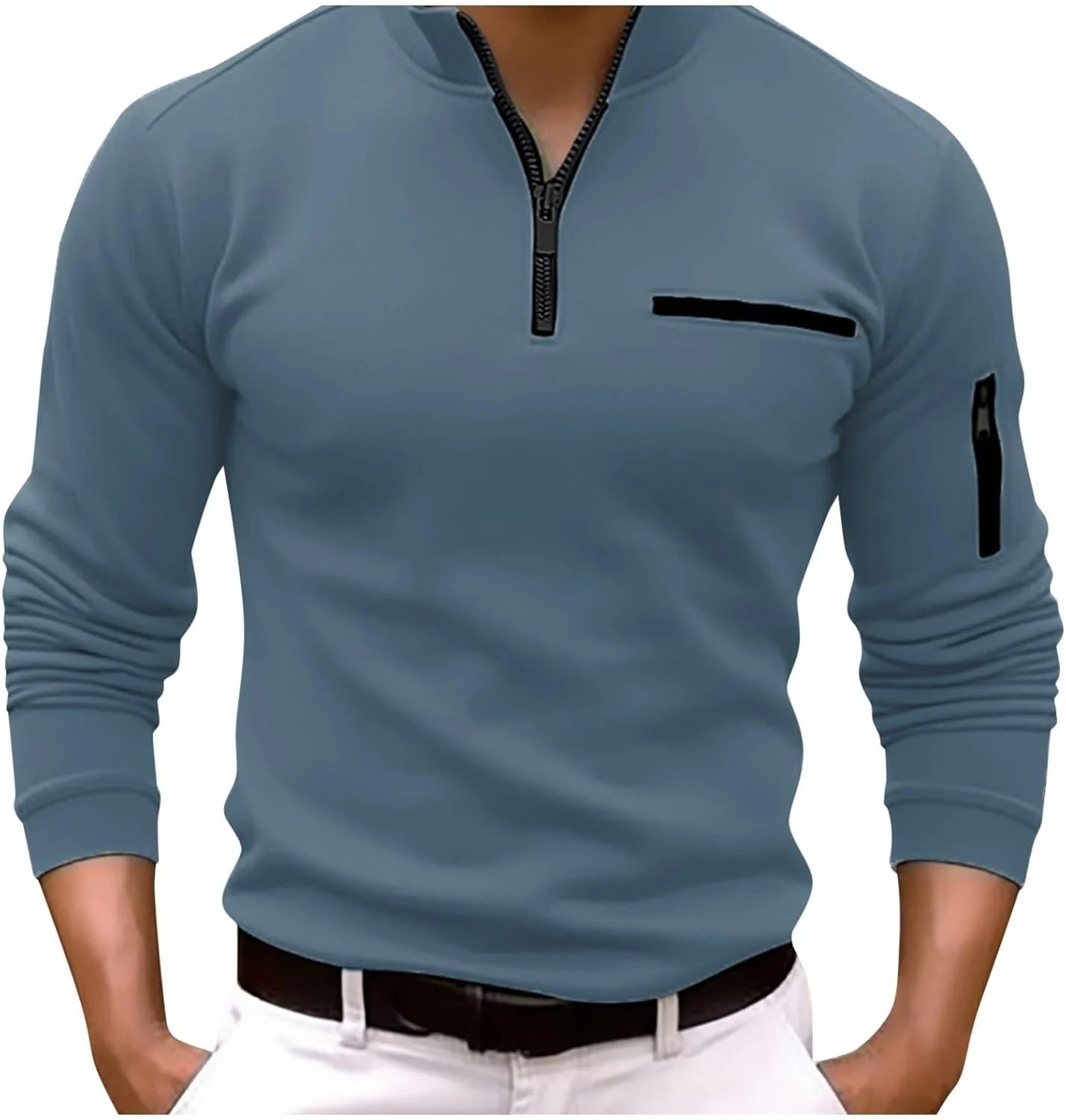 

V-образный вырез поло для мужчин с длинным рукавом в полоску