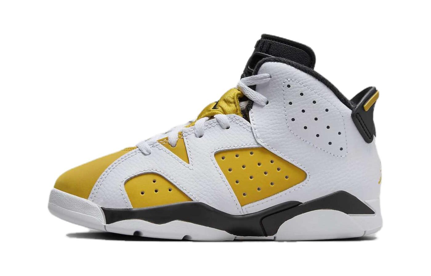 

Кроссовки детские Air 6 "Желтый/Охра" Jordan, белый/черный/желтый