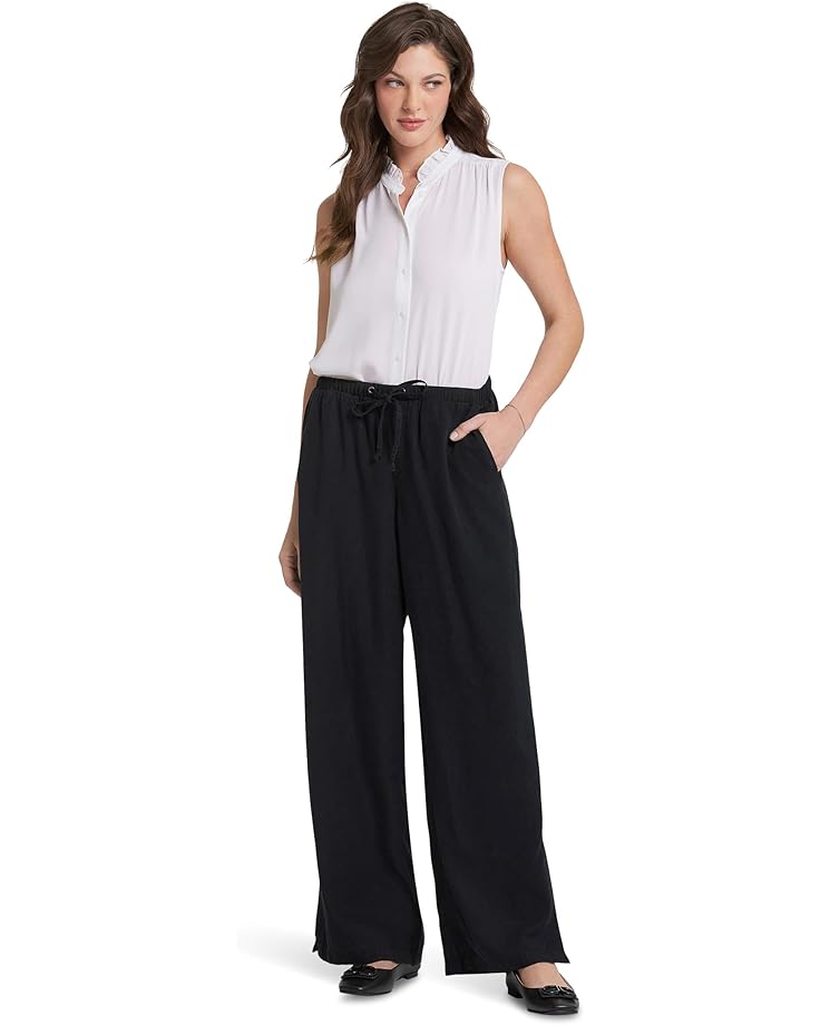 

Брюки NYDJ Jayne Wide Leg Pull-On Pants, цвет Overdye Black