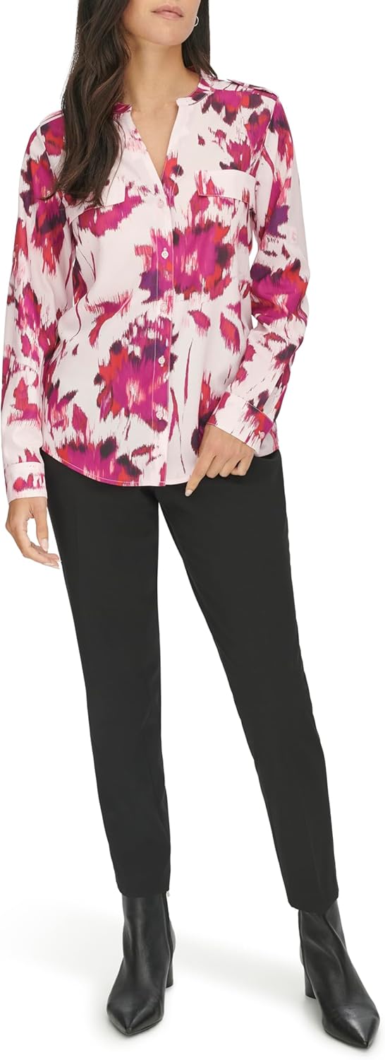 

Женская блузка с длинным рукавом и принтом Calvin Klein, Aubergine Multi