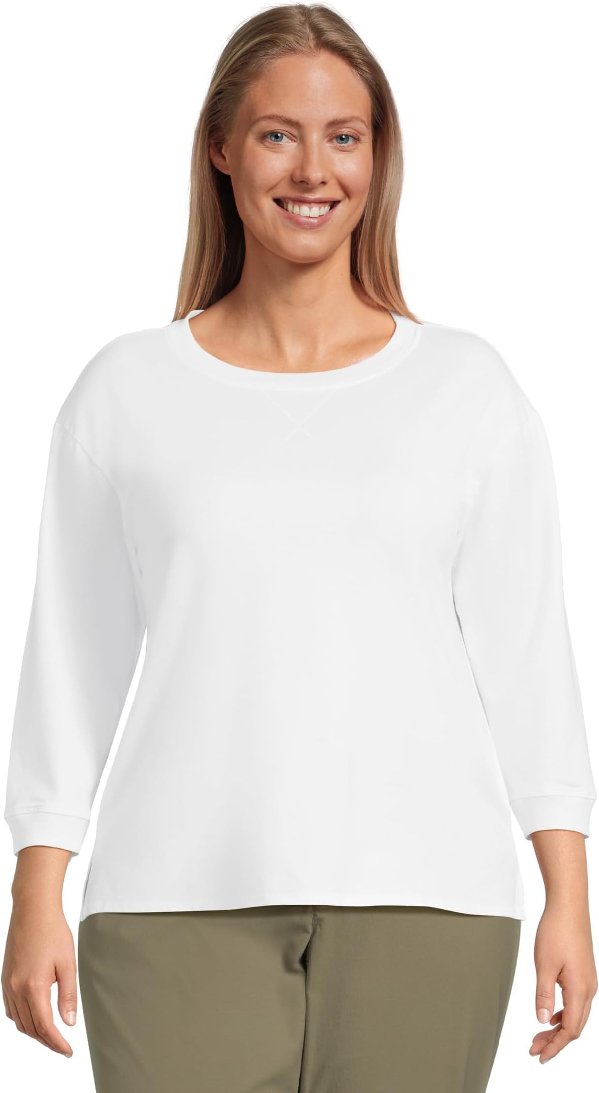 

Платье Mod-o-doc 3/4 Sleeve Hi-Lo Tunic with Side Slits, белый