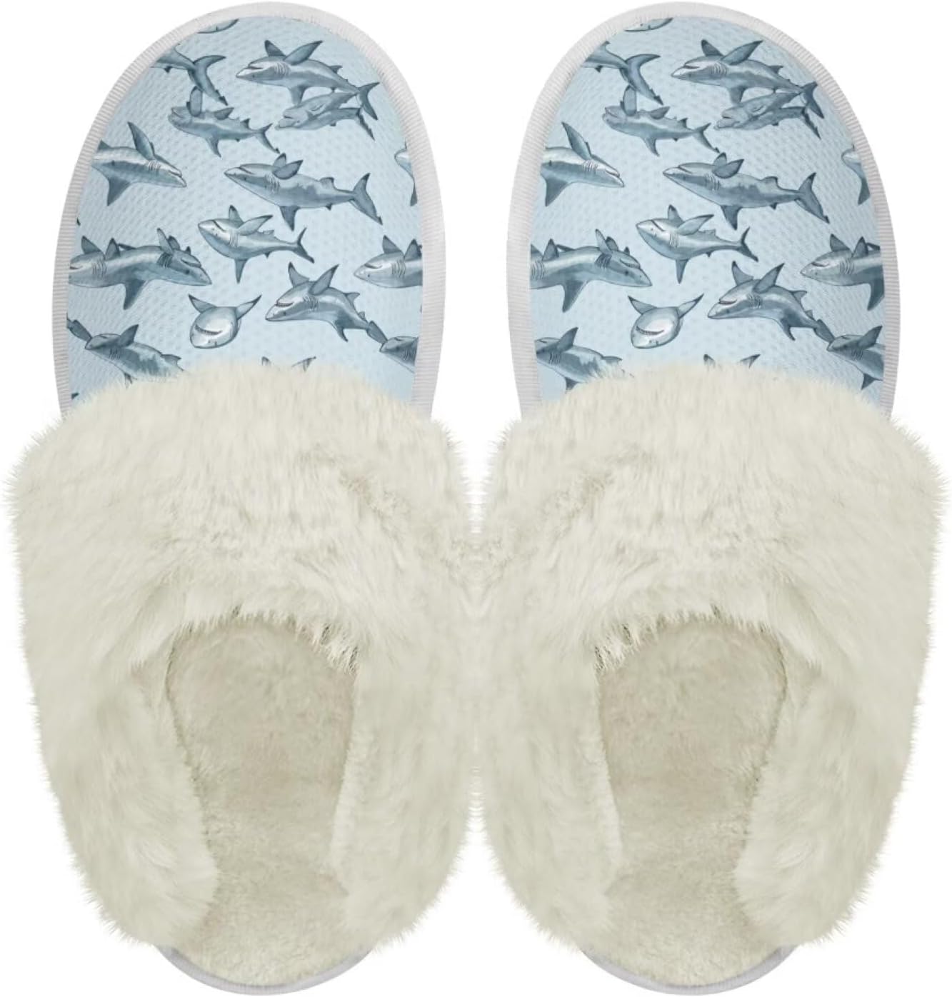 

Тапочки chaqlin Fuzzy Plush с меховой подкладкой, сабо для спальни и дома, унисекс, водонепроницаемые, с толстой подошвой, противоскользящие, удобные фланелевые зимние теплые тапочки для дома и улицы, Cartoon Shark