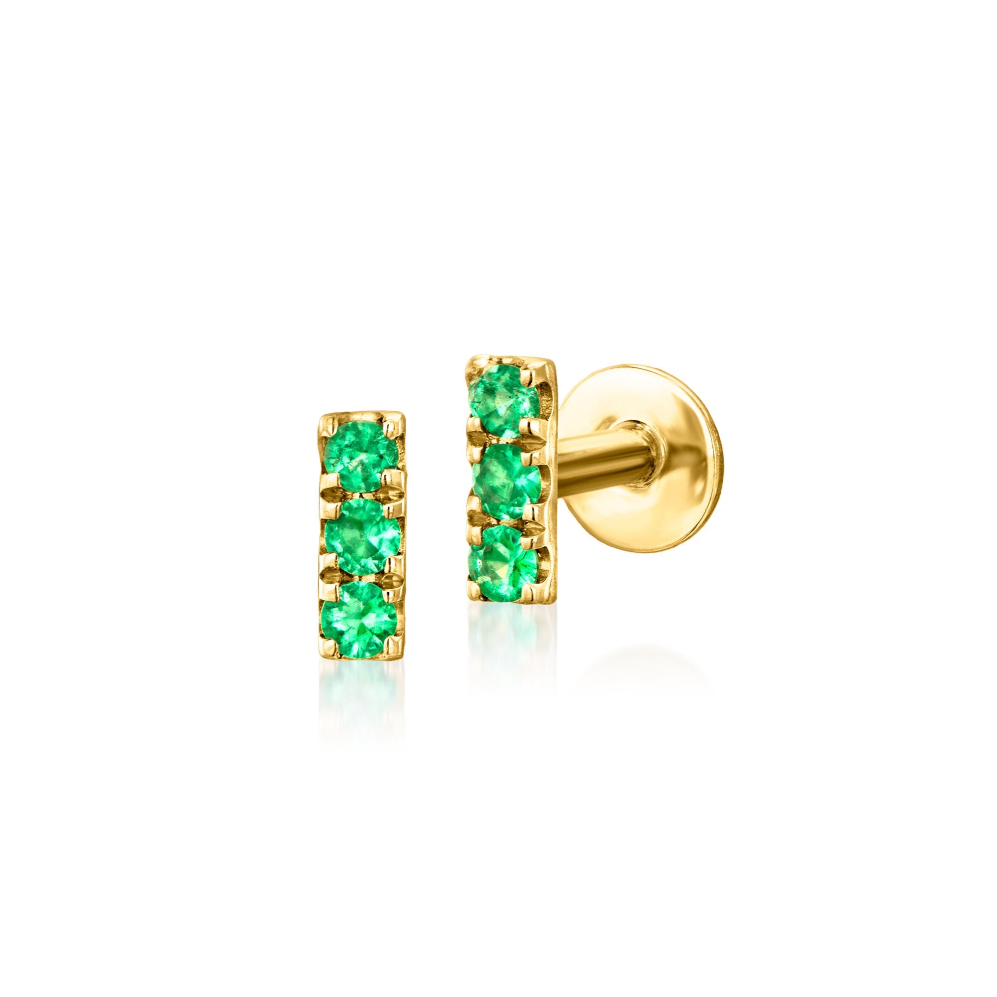 

Серьги-гвоздики RS Pure от Ross-Simons с изумрудами и плоским основанием из 14-каратного желтого золота Rs Pure, 0.06 In