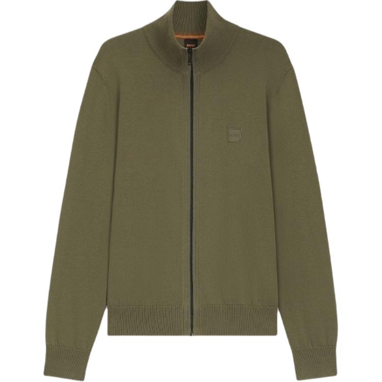

HUGO BOSS Босс Кардиган с застежкой-молнией и вышитой квадратной деталью, Olive Green