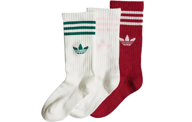 Детские носки 3 пары Adidas Originals, 3 Pack (Dark Red+Jade White+Spring Yellow)