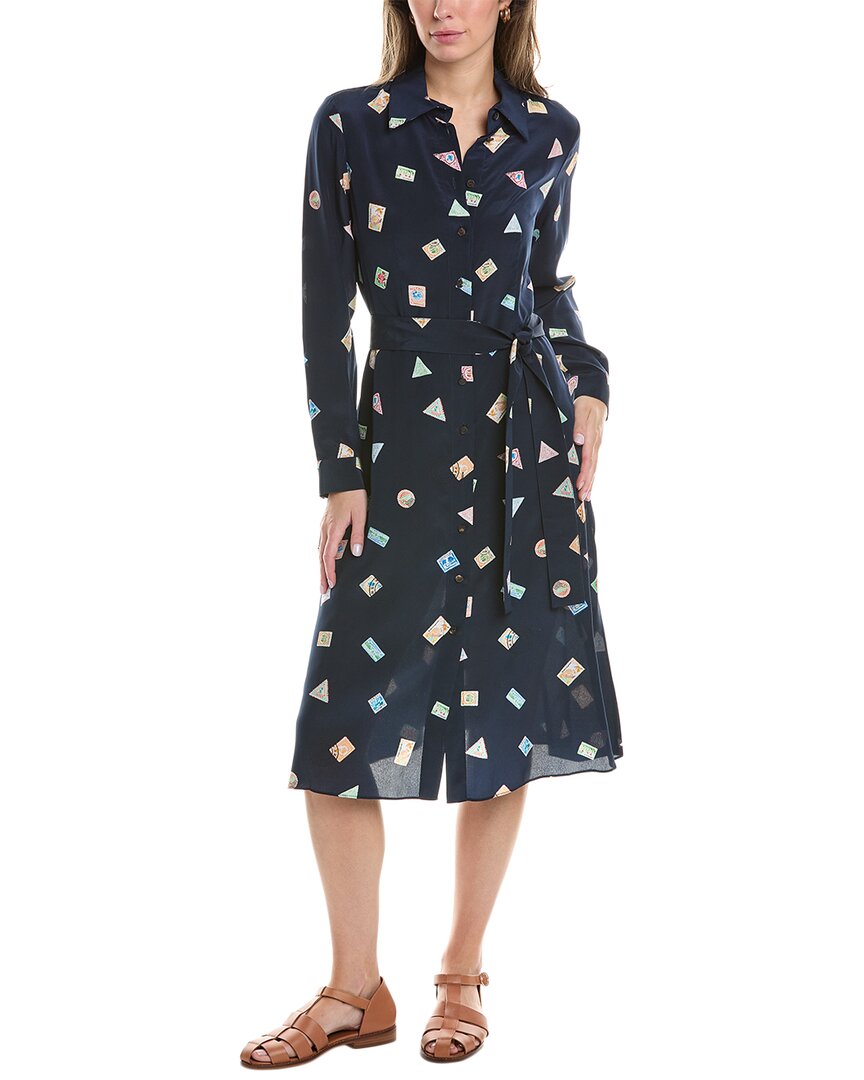 

Lafayette 148 New York Платье-рубашка силуэта А из шелка, синий