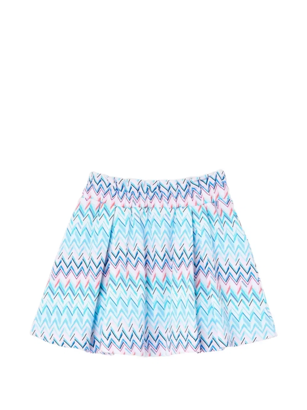 Мини-юбка плиссированная с принтом «зигзаг» Missoni Kids, белый