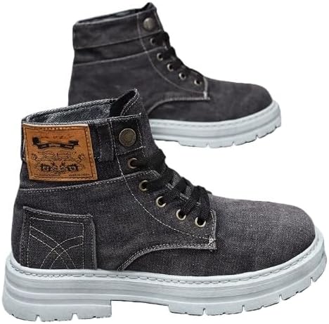 

Мужские высокие кеды - повседневные и стильные, на шнуровке, для комфорта в любое время года, с прочной подошвой из ПВХ, идеальны для осени Hhhchpm, черный