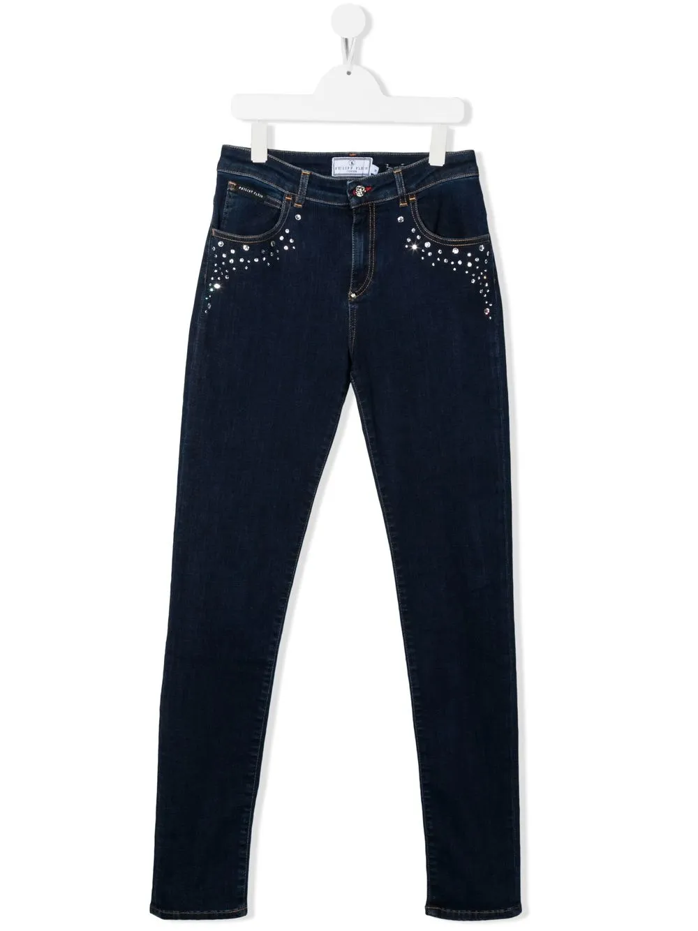 

Джинсы с кристаллами и логотипом Philipp Plein Junior, синий