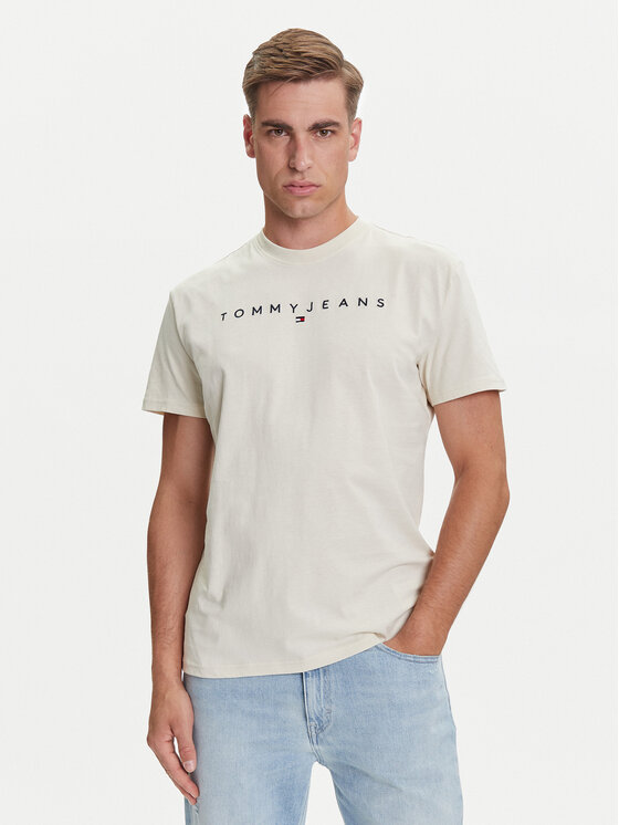 

Футболка regular fit Linear Logo DM0DM20744 Tommy Jeans, бежевый