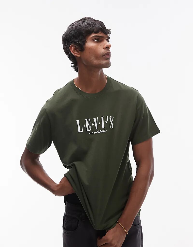 

Levi's – Повседневная футболка темно-зеленого цвета с логотипом на груди