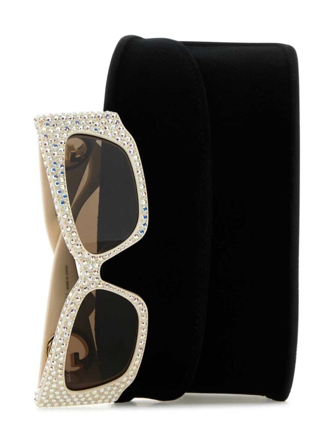 Солнцезащитные очки Gucci Eyewear с двойной буквой G, украшенные стразами, серый — фото 3