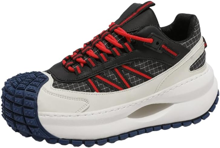 

Мужские низкие кроссовки на шнуровке - толстая подошва, противоскользящие и повседневные кроссовки с дышащей сеткой, прочный дизайн для комфорта и стиля на весь день Hoalox, белый/синий