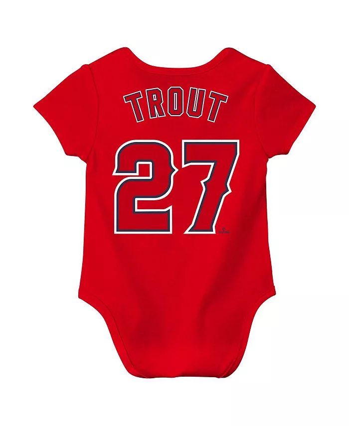 Боди для мальчиков и девочек Mike Trout красное Los Angeles Angels с именем и номером Nike — фото 2