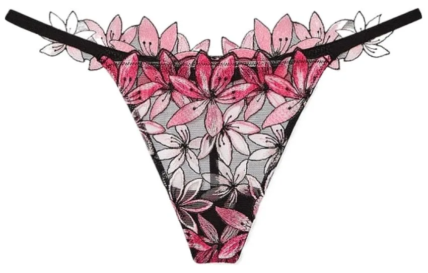 Victoria's Secret Женские стринги, 1 шт, черные