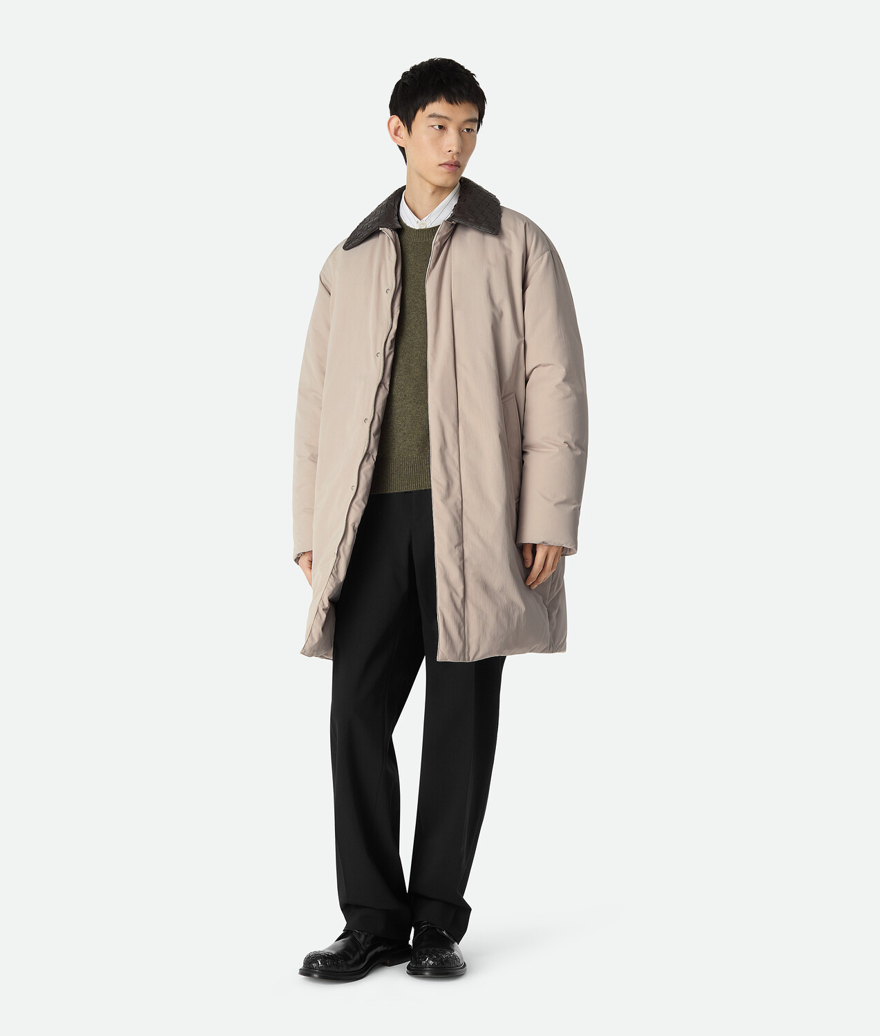 Плащ из технического нейлона BOTTEGA VENETA, серая замазка — фото 4