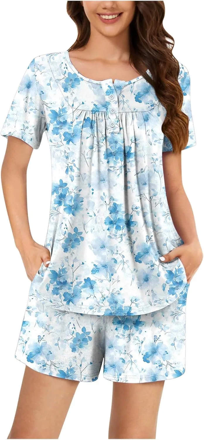 Пижамный комплект с карманами, Light Blue