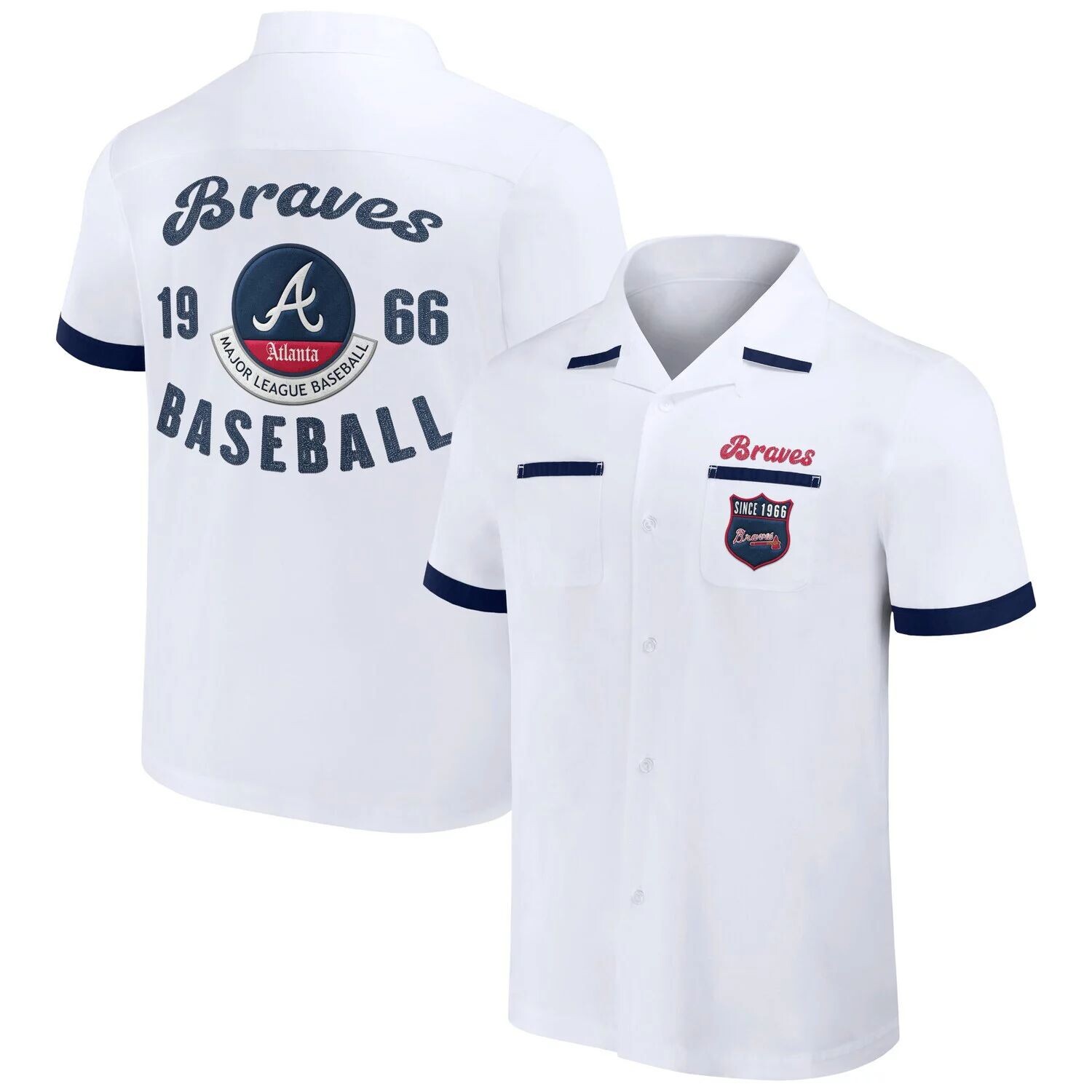 

Мужская белая рубашка на пуговицах для боулинга Darius Rucker Collection от Fanatics Atlanta Braves