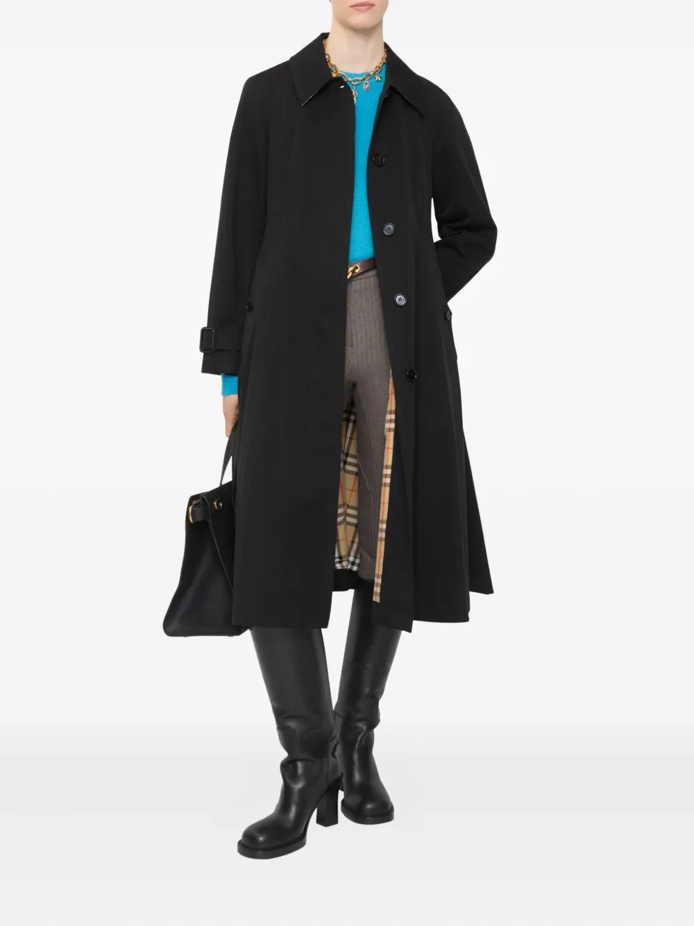 Пальто Ellingham Burberry, габардиновое, с поясом, черное — фото 2