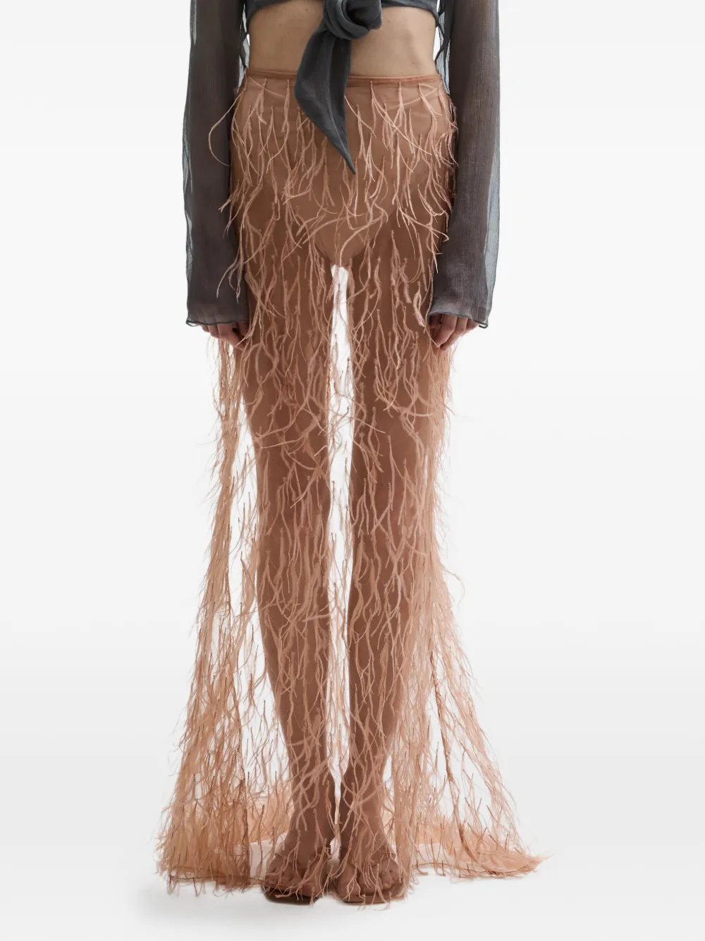 

Юбка, украшенная перьями Atu Body Couture, серый