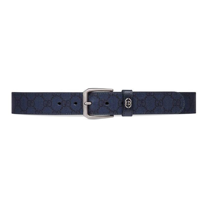 

Кожаный ремень Metal Leather Men's синий/тёмно-синий ширина 3,6 см GUCCI