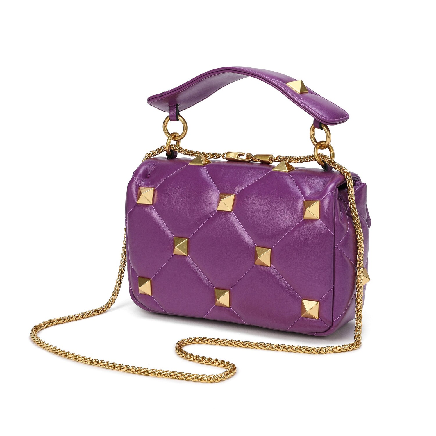 

Сумка на плечо из стеганой кожи с заклепками Tiffany & Fred, цвет Plum