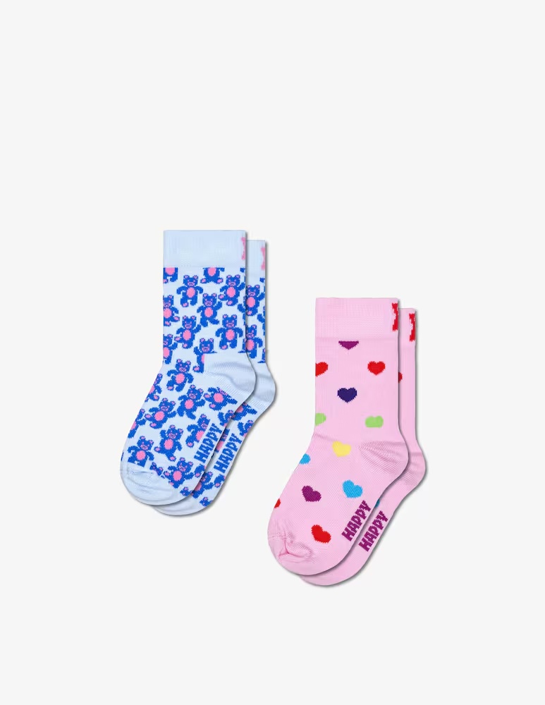 

Комплект из 2 пар носков с мишкой Happy Socks, светло-голубой