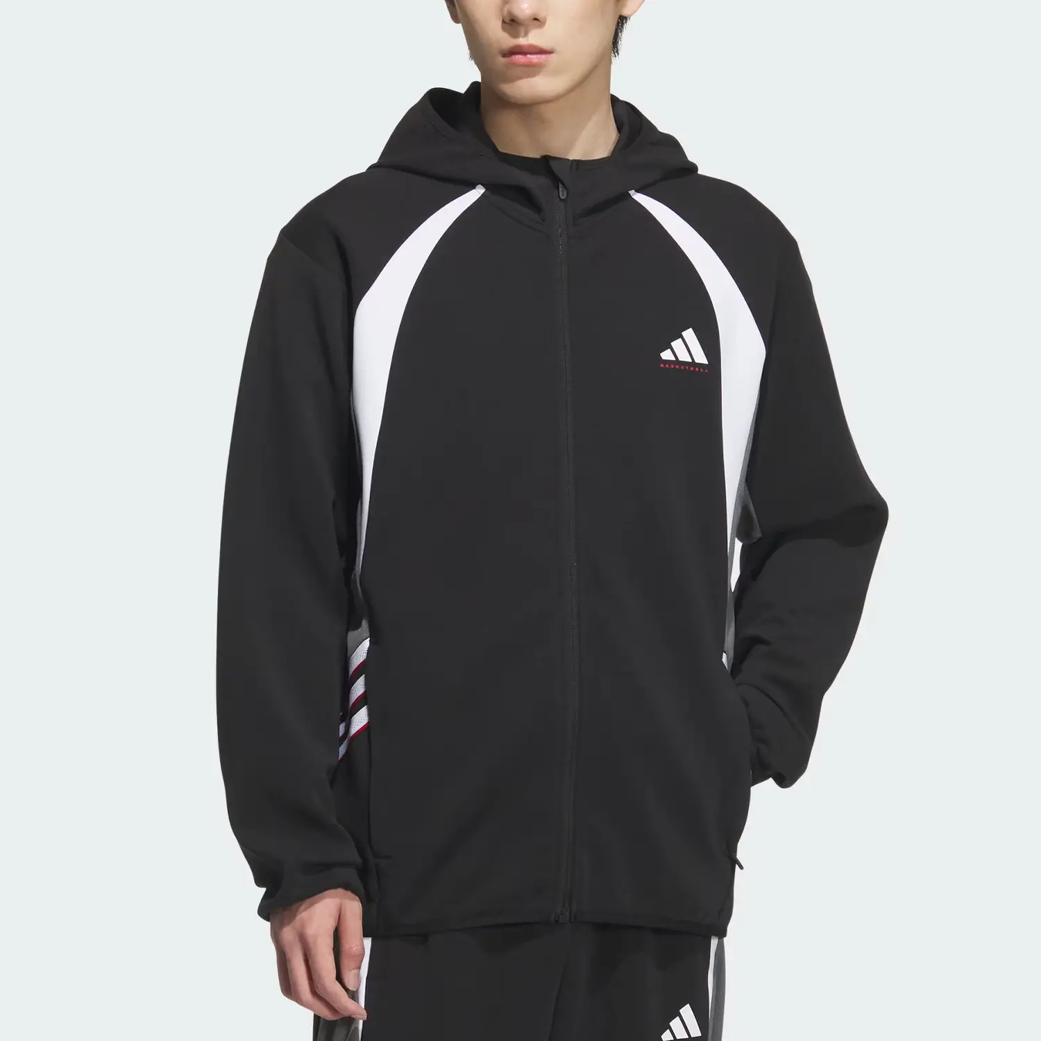 Adidas Баскетбольная куртка мужская, Black/White — фото 2
