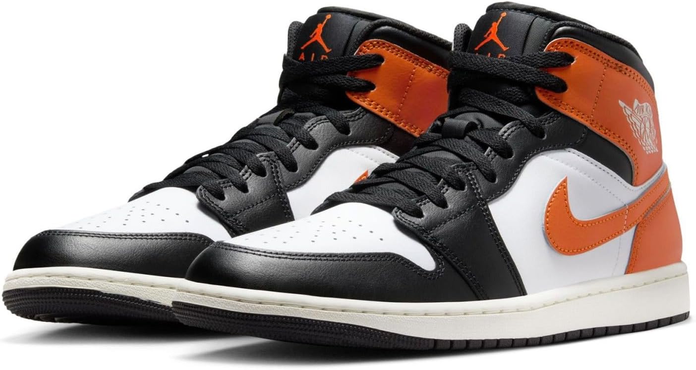 Кроссовки для мужчин NIKE Air Jordan 1 Mid 'Black Toe', белый/черный — фото 3