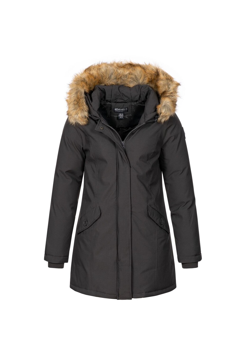 

Зимняя куртка-пальто с капюшоном, обычного кроя GEOGRAPHICAL NORWAY, темно-серый