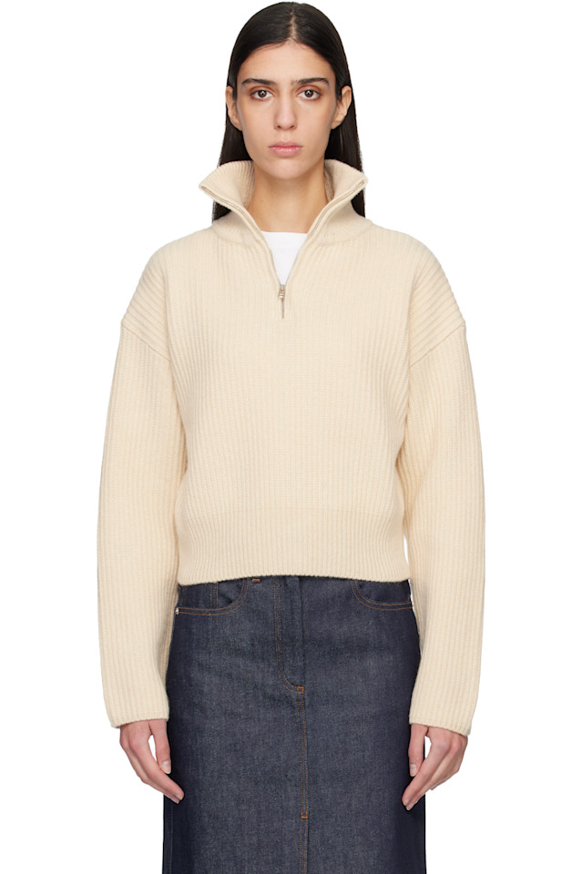 

A.P.C. Свитер в широкую резинку цвета слоновой кости