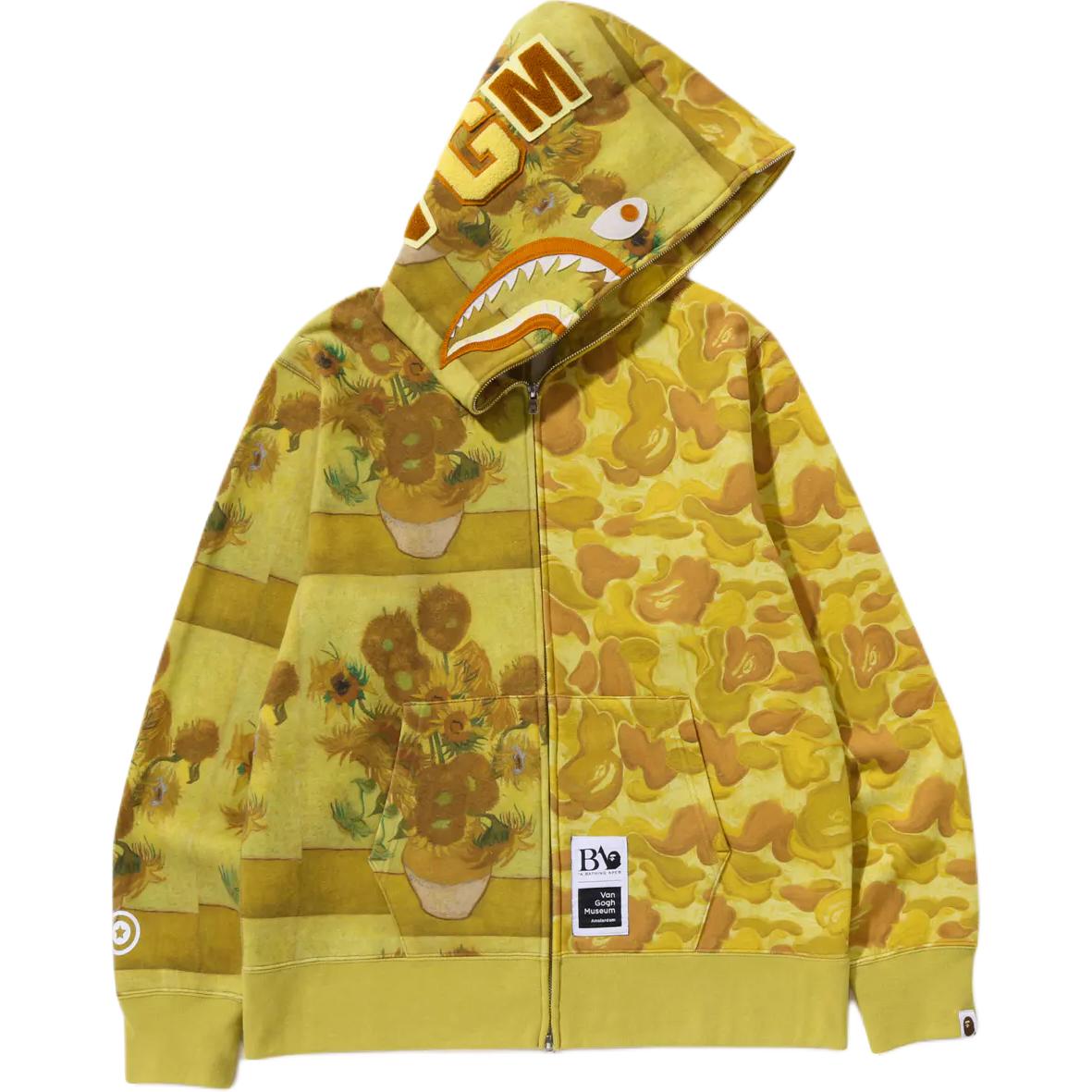 

Бейп X музей Ван Гога худи с капюшоном на молнии A BATHING APE, желтый