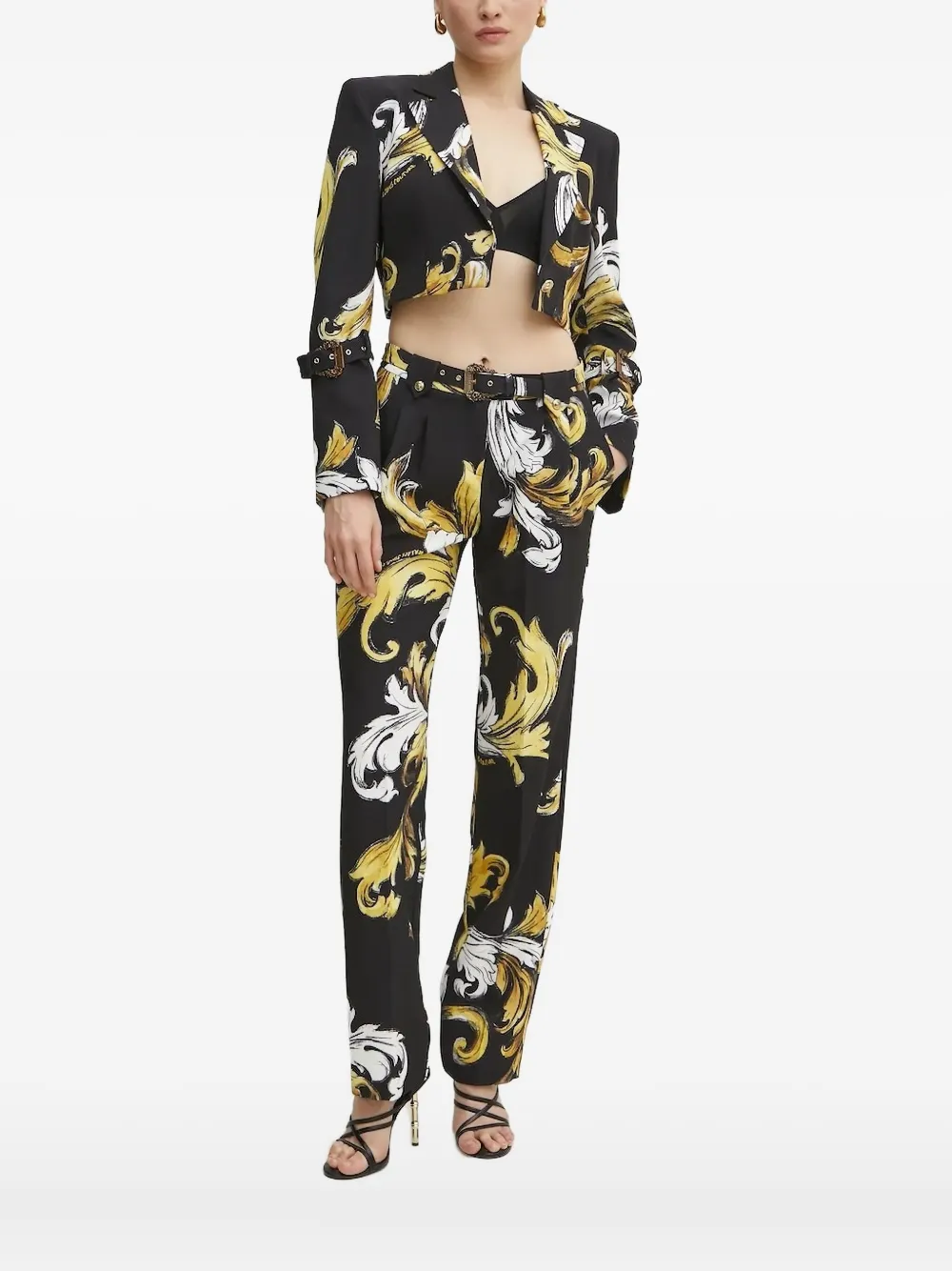 

Укороченный топ с принтом Versace Jeans Couture, черный