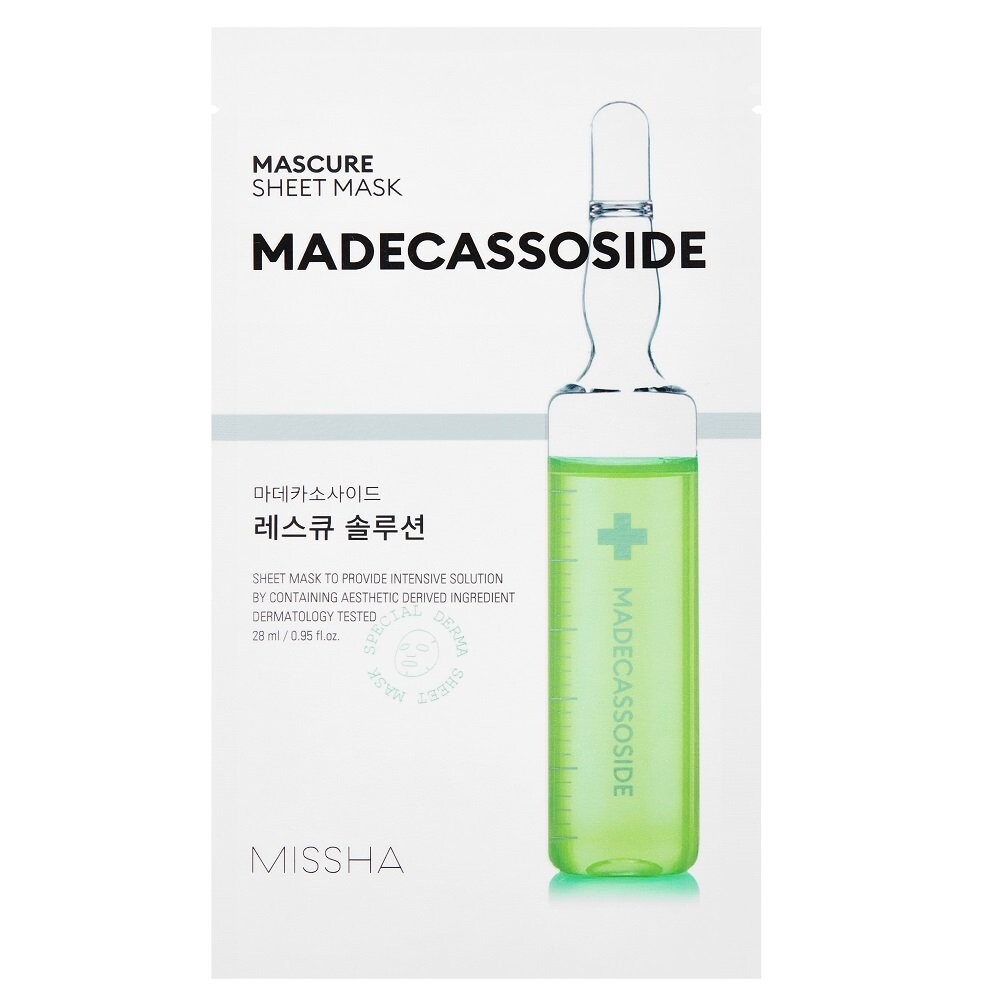 

Missha, Mascure Madecassoside, успокаивающая и увлажняющая тканевая маска, 28 мл