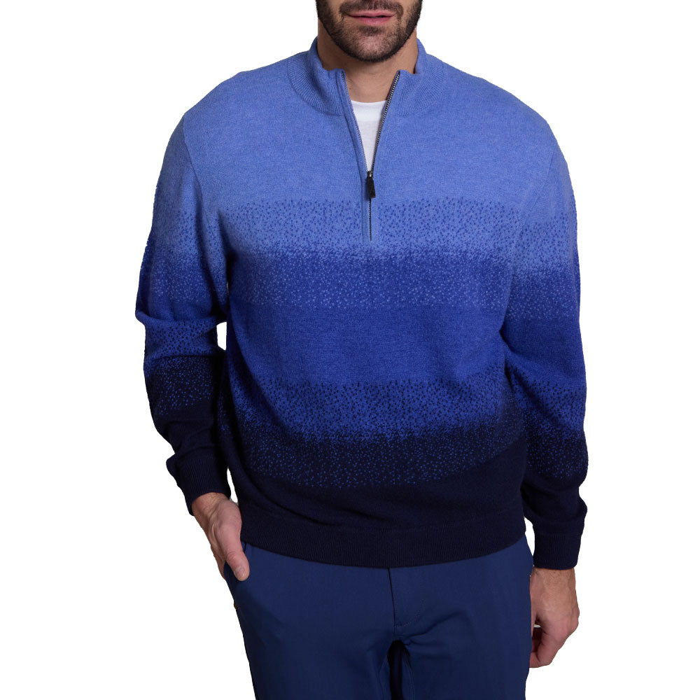 

Кашемировый свитер Alashan Gradation с застежкой-молнией на четверть длины (мужской), Blue Combo