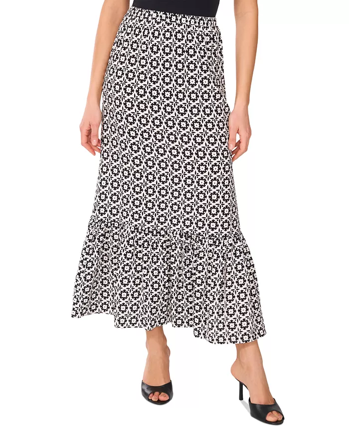 

Женская миди-юбка с принтом и рюшами на резинке Vince Camuto, черный