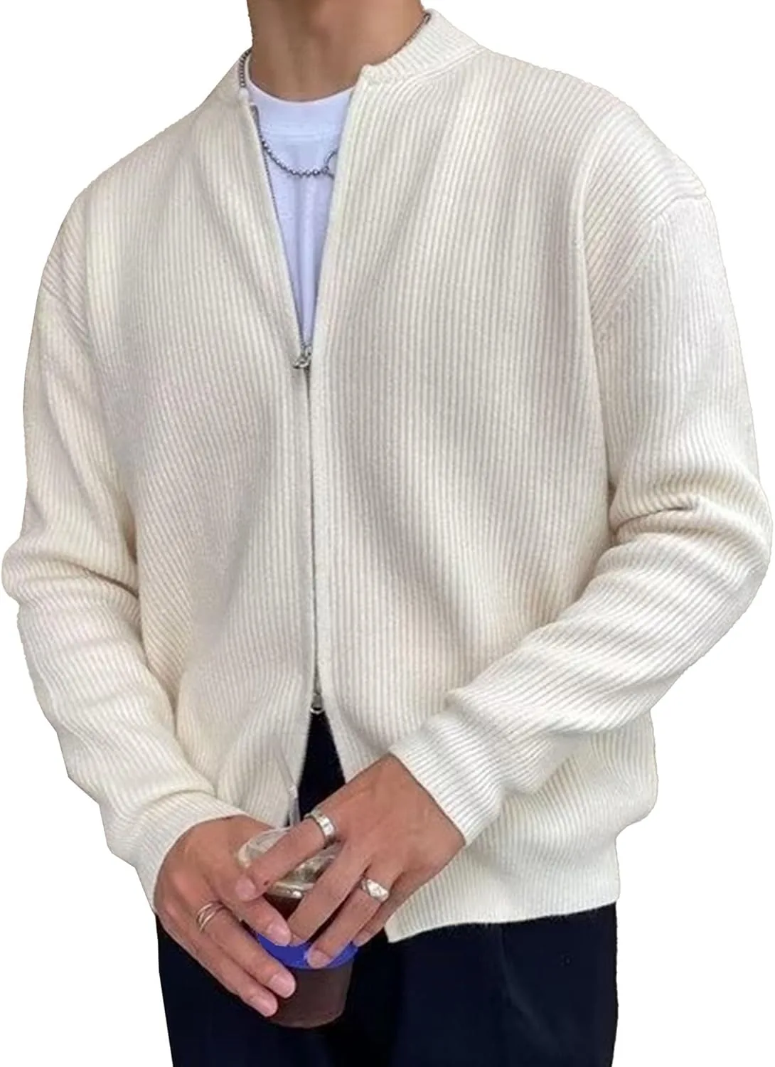 

Мужской кардиган с круглым воротником Slim Fit, легкий, кабельная вязка