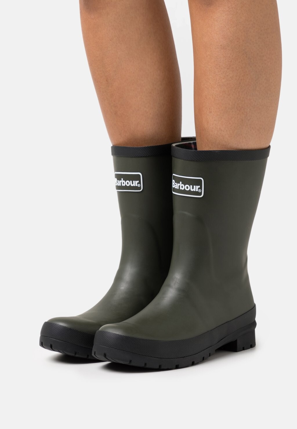 Женские резиновые сапоги Barbour Banbury на каблуке, оливковые — фото 2