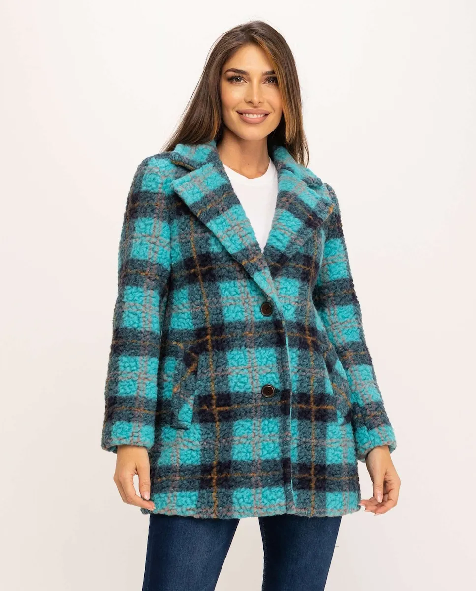 

Женское пальто с лацканами и боковыми карманами Fsh, бирюзовый