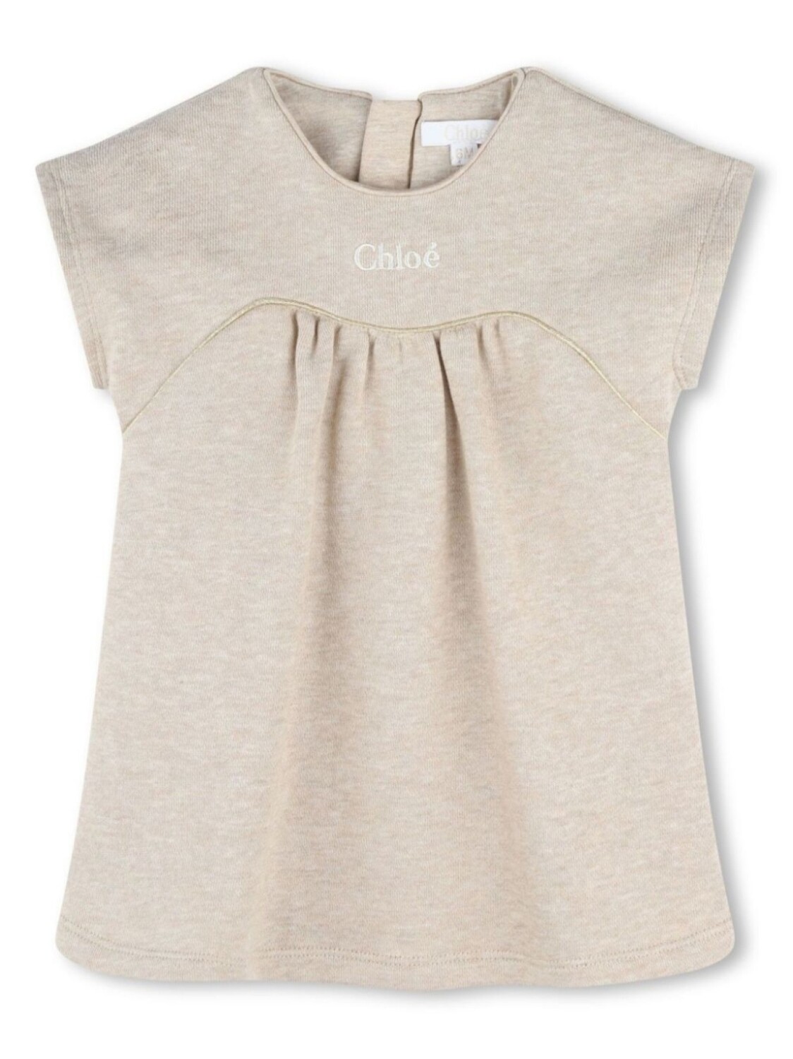 

Chloé Kids платье ампирного силуэта с вышитым логотипом, нейтральный цвет