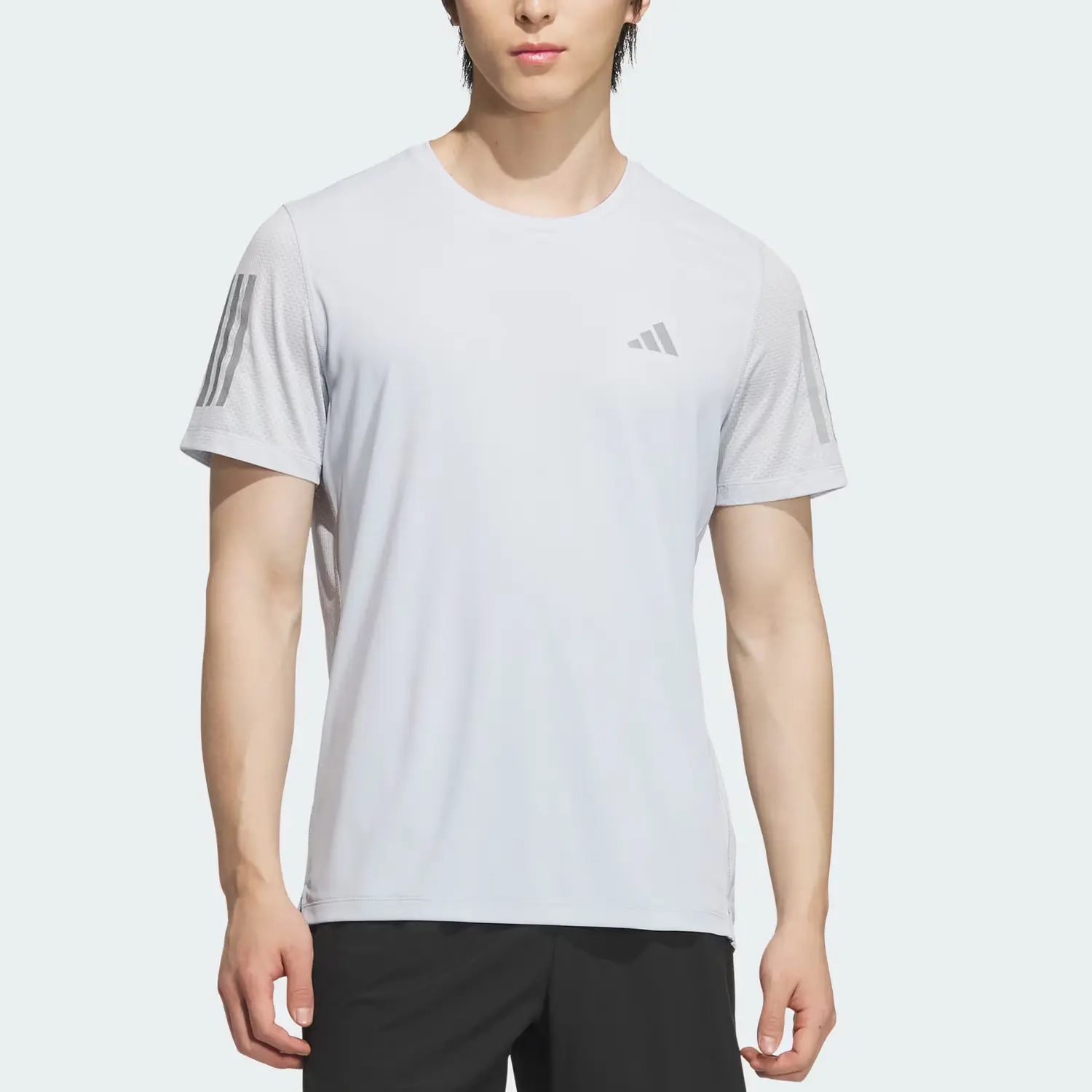 Adidas Футболка для бега Own The Run Climacool COOLER мужская Light Blue/Dark Silver Gray — фото 3