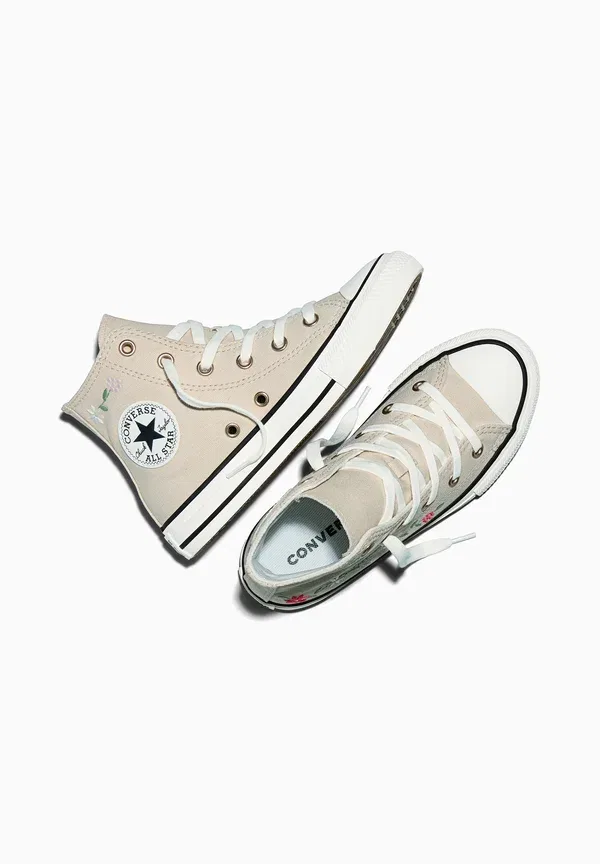 Кроссовки высокие Converse Chuck Taylor All Star Embroidered Flowers High Top Trainers, классический экрю винтажный белый — фото 3
