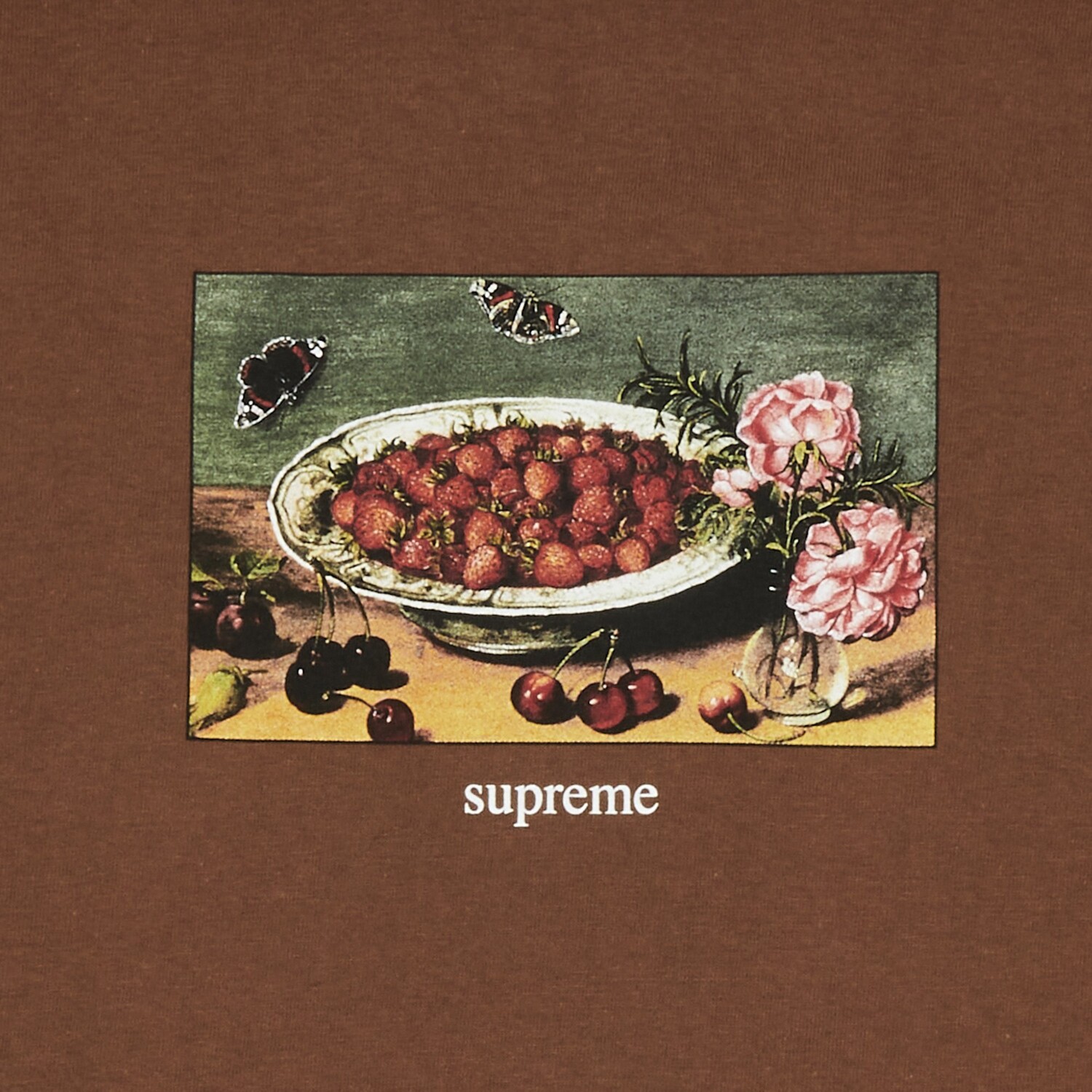 Футболка Supreme Strawberry, коричневая — фото 2