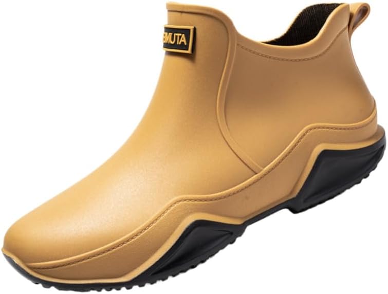 

Модные мужские резиновые сапоги с коротким голенищем и короткими рукавами - водонепроницаемые, противоскользящие и теплые Fusecottc, коричневый