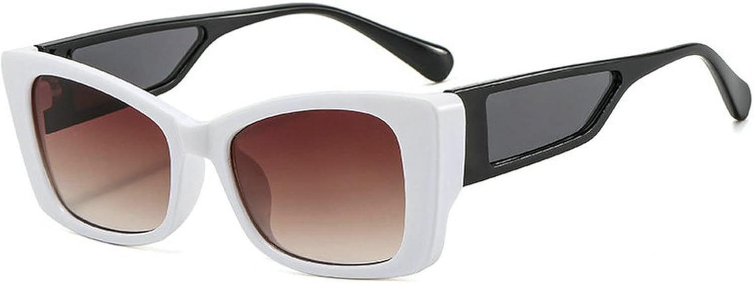 

COTIA Модные солнцезащитные очки «кошачий глаз» с разноцветными линзами для женщин, ретро-очки с двухцветной окраской для мужчин, градиентные солнцезащитные очки с защитой от УФ-излучения UV400, White